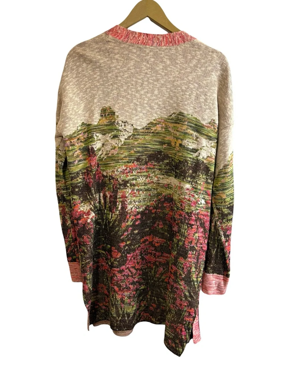 Anthropologie Ett:twa Size Large Landscape Intarsia Cardigan Boho Hippie Prairie - Picture 3 of 6